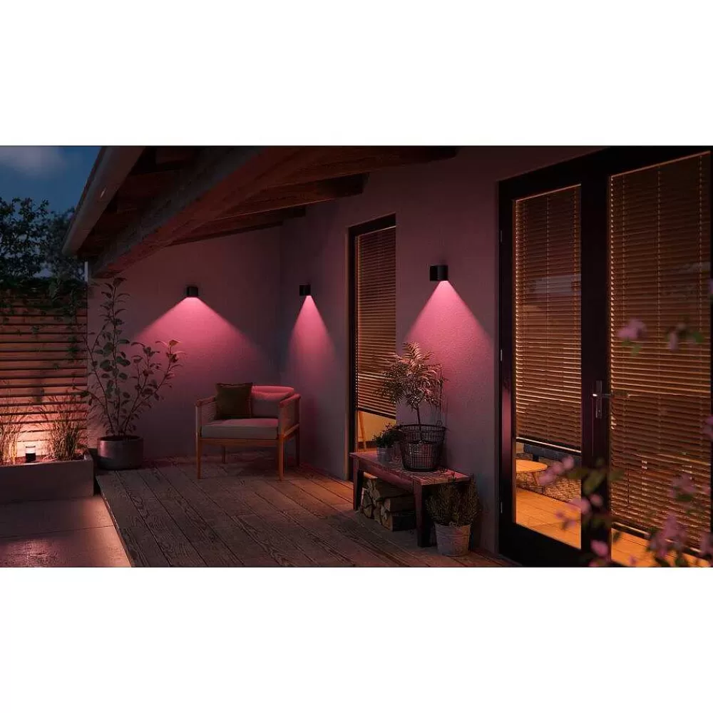 Luminaires Philips Applique Murale D'Exterieur Philips Hue Resonate Led Noir, 1 Lumiere, Changeur De Couleurs