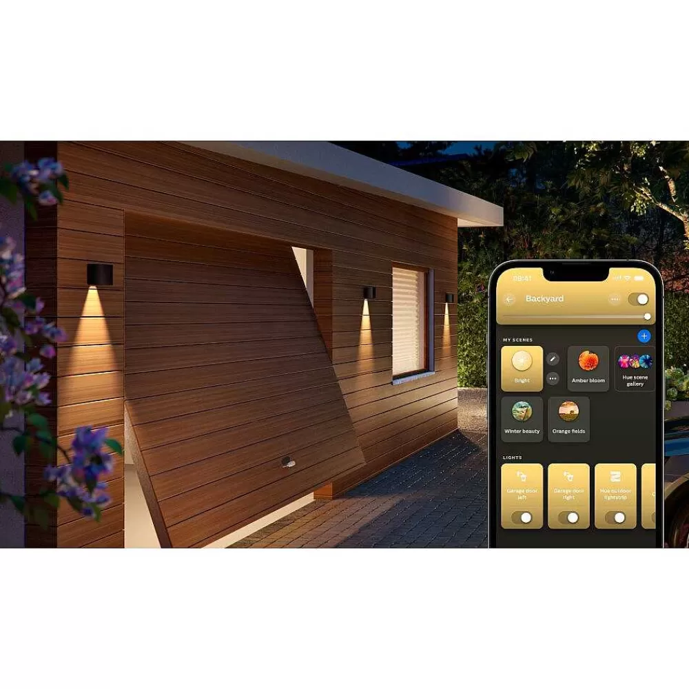 Luminaires Philips Applique Murale D'Exterieur Philips Hue Resonate Led Noir, 1 Lumiere, Changeur De Couleurs