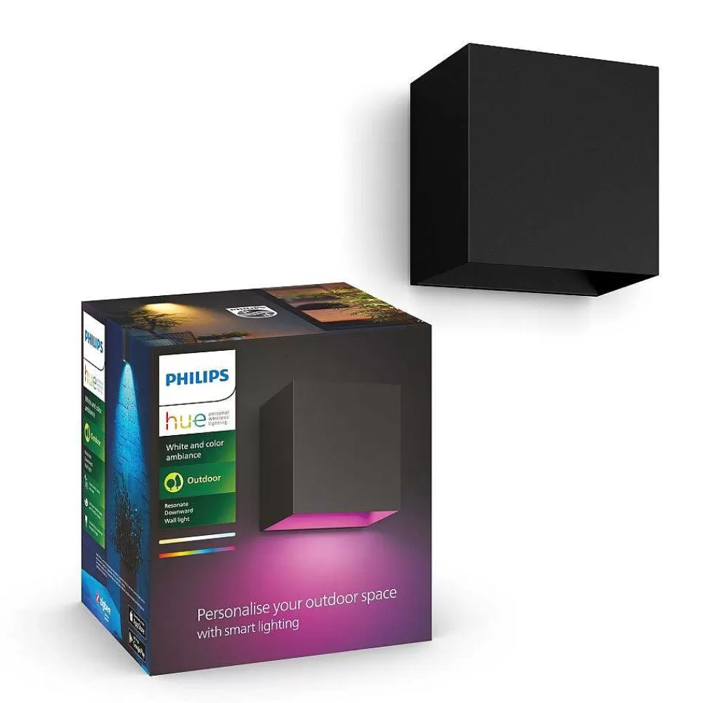 Luminaires Philips Applique Murale D'Exterieur Philips Hue Resonate Led Noir, 1 Lumiere, Changeur De Couleurs
