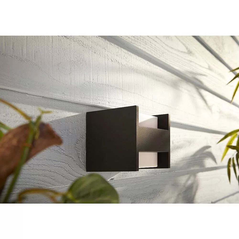 Luminaires Philips Applique Murale D'Exterieur Philips Hue White Fuzo Led Noir, 1 Lumiere