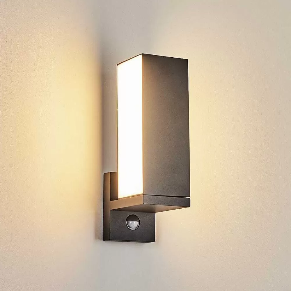 hofstein Applique Murale D'Exterieur Swanek Led Anthracite, 1 Lumiere, Detecteur De Mouvement