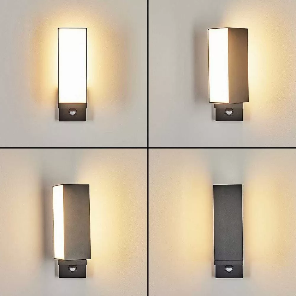 hofstein Applique Murale D'Exterieur Swanek Led Anthracite, 1 Lumiere, Detecteur De Mouvement