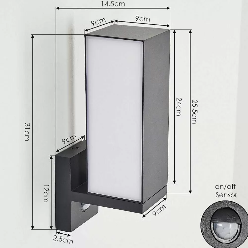 hofstein Applique Murale D'Exterieur Swanek Led Anthracite, 1 Lumiere, Detecteur De Mouvement