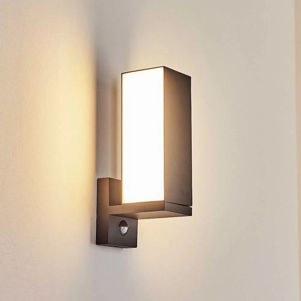 hofstein Applique Murale D'Exterieur Swanek Led Anthracite, 1 Lumiere, Detecteur De Mouvement