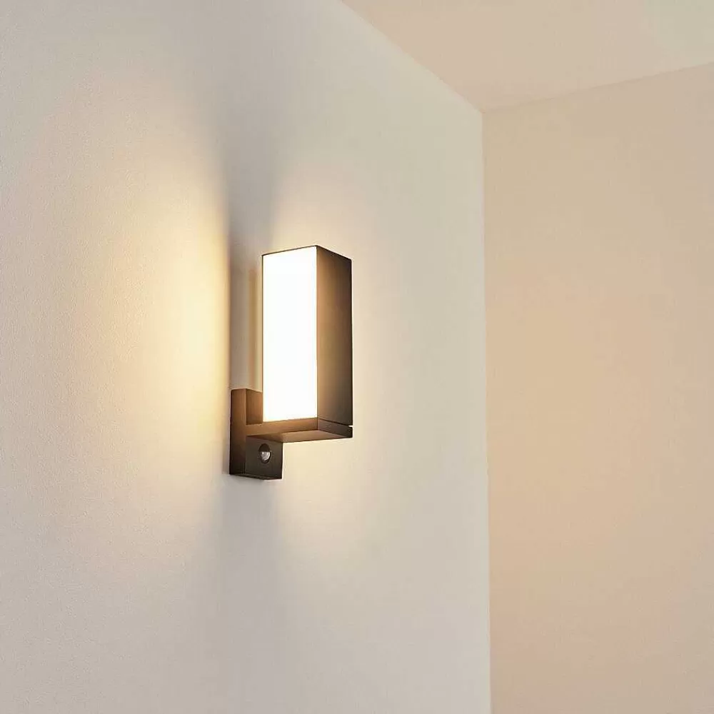 hofstein Applique Murale D'Exterieur Swanek Led Anthracite, 1 Lumiere, Detecteur De Mouvement