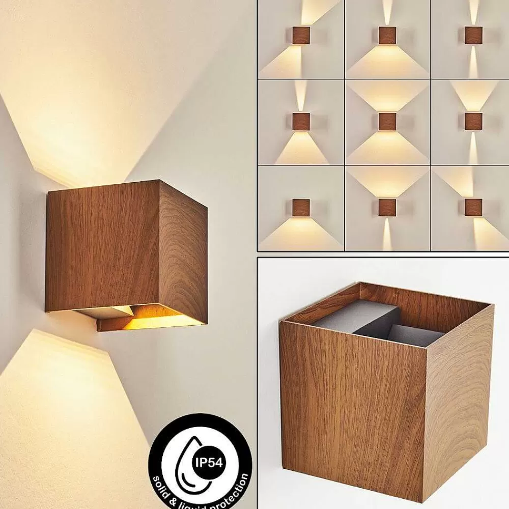 hofstein Applique Murale D'Exterieur Tamarin Led Anthracite, Brun, Couleur Bois, 1 Lumiere