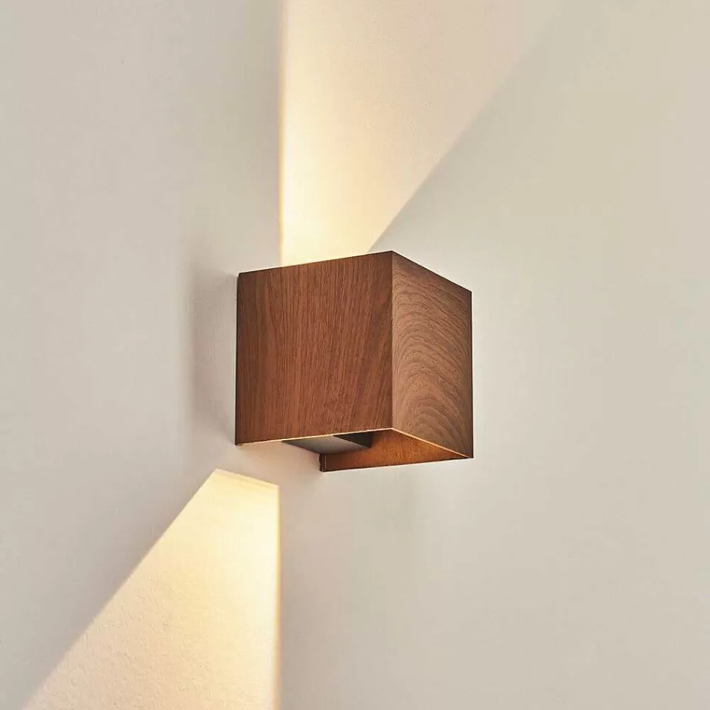 hofstein Applique Murale D'Exterieur Tamarin Led Anthracite, Brun, Couleur Bois, 1 Lumiere