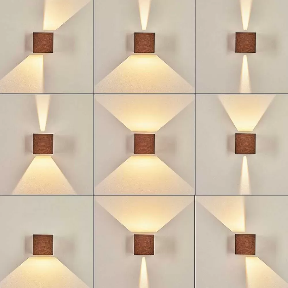 hofstein Applique Murale D'Exterieur Tamarin Led Anthracite, Brun, Couleur Bois, 1 Lumiere