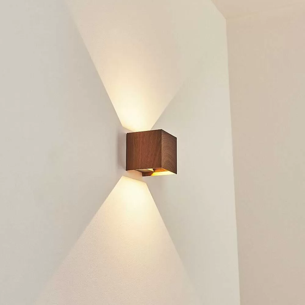 hofstein Applique Murale D'Exterieur Tamarin Led Anthracite, Brun, Couleur Bois, 1 Lumiere