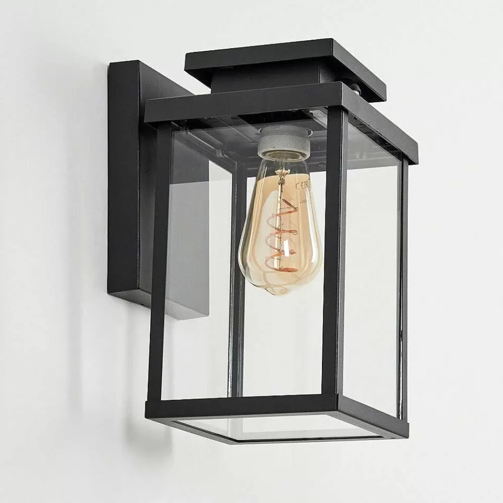 hofstein Applique Murale D'Exterieur Tieva Noir, 1 Lumiere, Detecteur De Mouvement