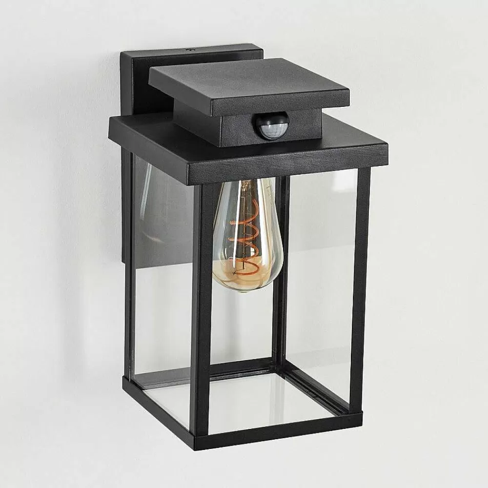 hofstein Applique Murale D'Exterieur Tieva Noir, 1 Lumiere, Detecteur De Mouvement
