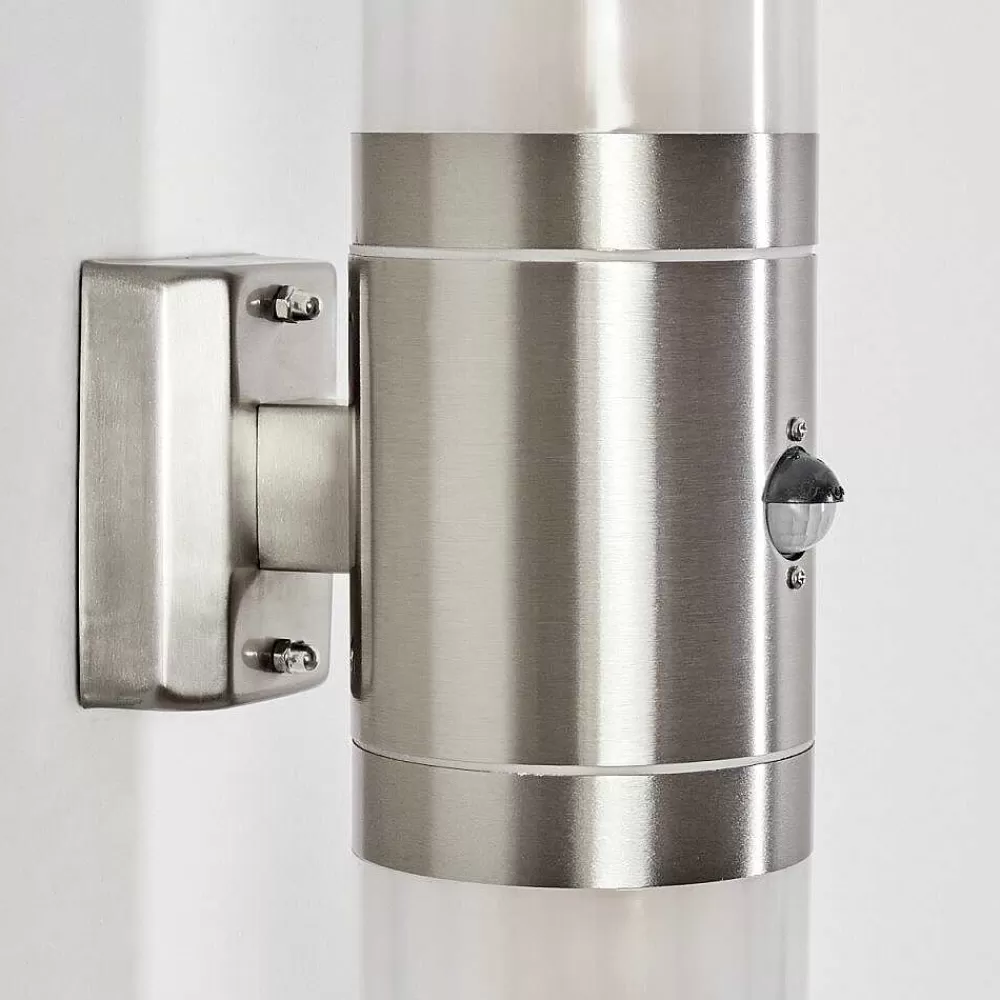 hofstein Applique Murale D'Exterieur Tolsona Acier Inoxydable, 2 Lumieres, Detecteur De Mouvement