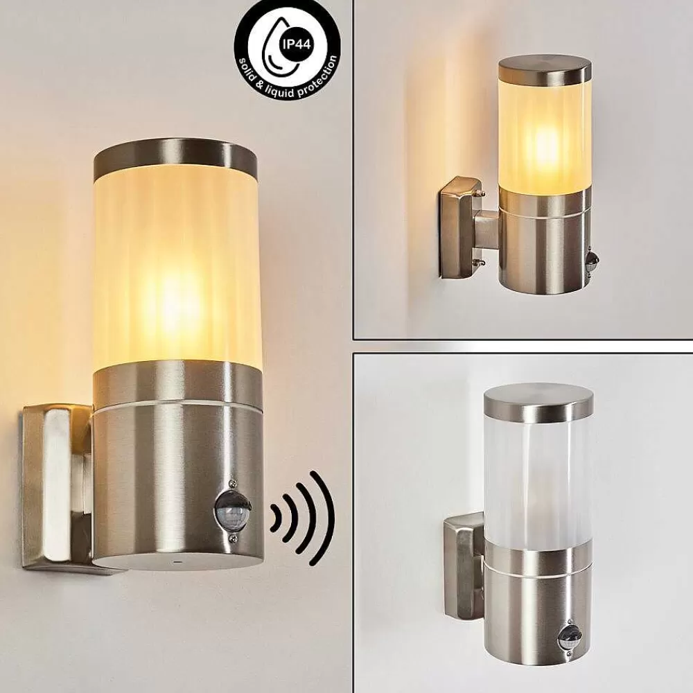 hofstein Applique Murale D'Exterieur Tolsona Nickel Mat, 1 Lumiere, Detecteur De Mouvement