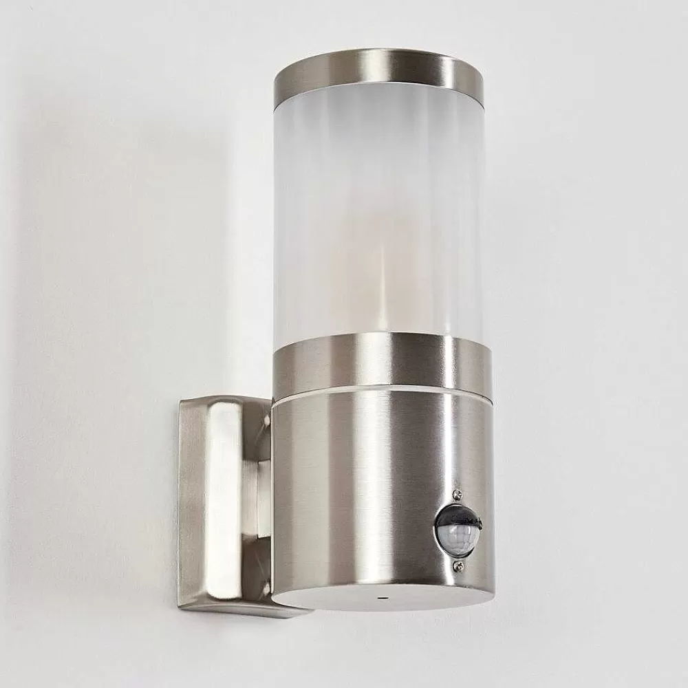 hofstein Applique Murale D'Exterieur Tolsona Nickel Mat, 1 Lumiere, Detecteur De Mouvement