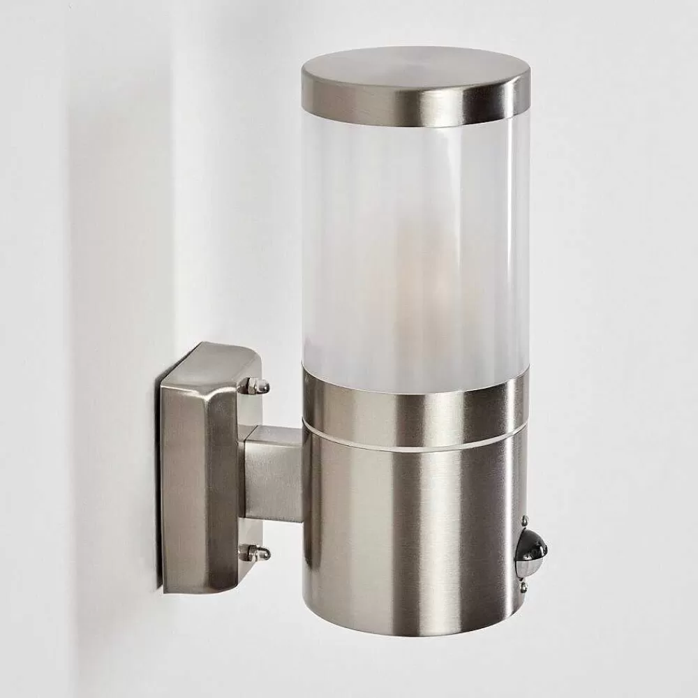 hofstein Applique Murale D'Exterieur Tolsona Nickel Mat, 1 Lumiere, Detecteur De Mouvement
