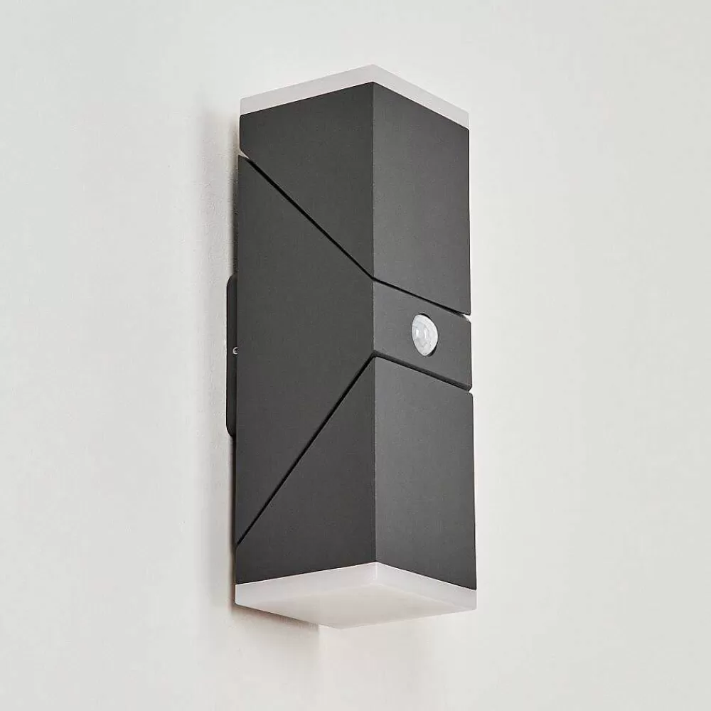 hofstein Applique Murale D'Exterieur Toogong Led Anthracite, 2 Lumieres, Detecteur De Mouvement