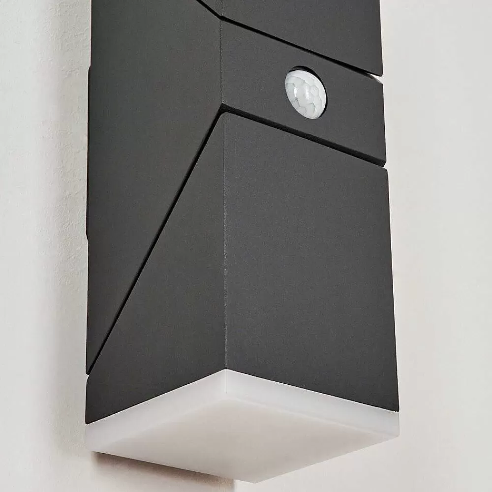 hofstein Applique Murale D'Exterieur Toogong Led Anthracite, 2 Lumieres, Detecteur De Mouvement