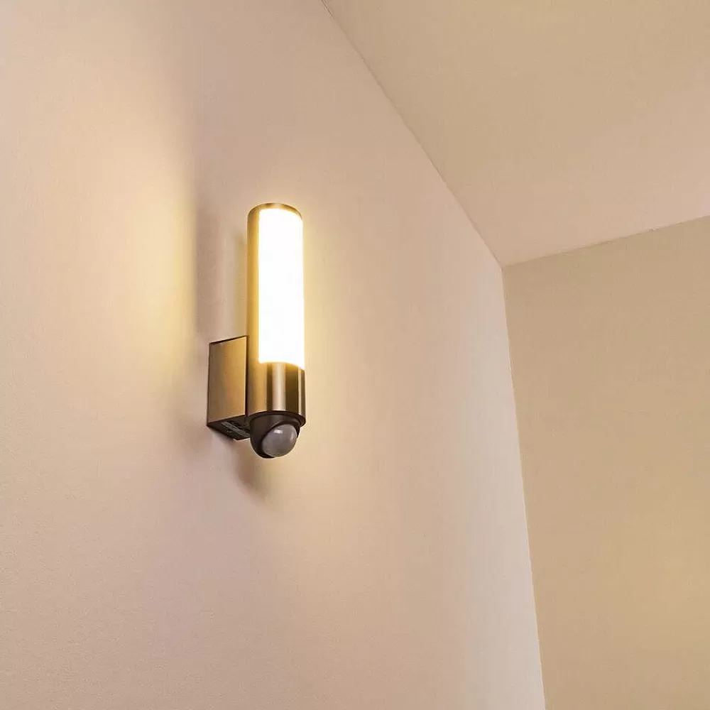 hofstein Applique Murale D'Exterieur Vason Led Acier Inoxydable, 1 Lumiere, Detecteur De Mouvement