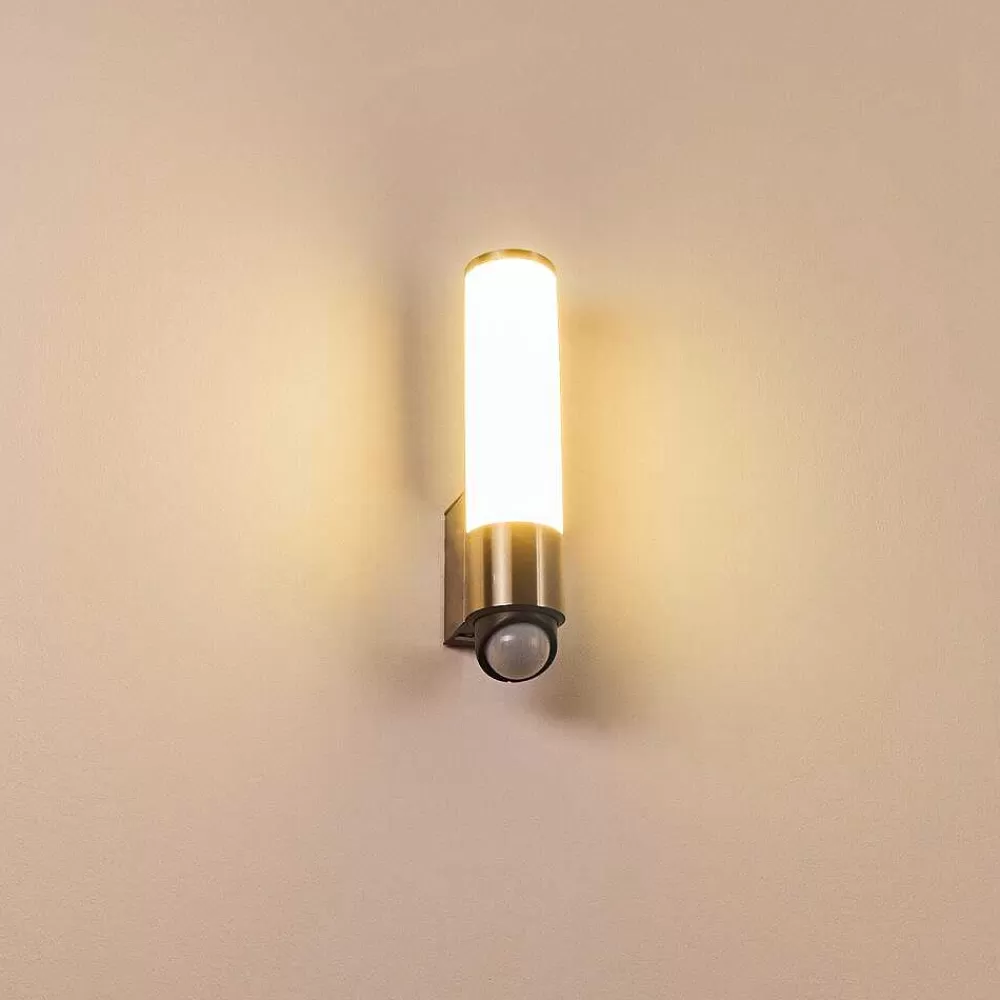 hofstein Applique Murale D'Exterieur Vason Led Acier Inoxydable, 1 Lumiere, Detecteur De Mouvement