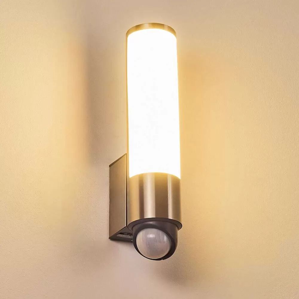hofstein Applique Murale D'Exterieur Vason Led Acier Inoxydable, 1 Lumiere, Detecteur De Mouvement