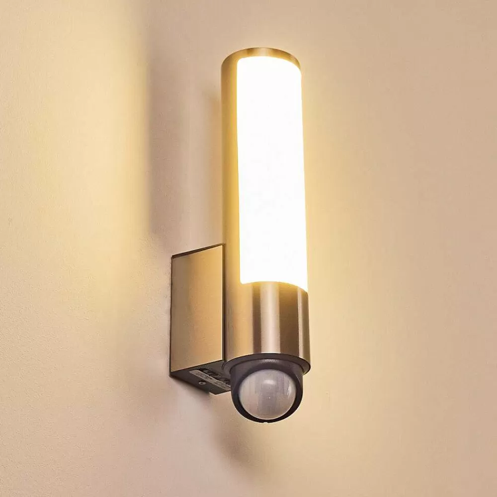 hofstein Applique Murale D'Exterieur Vason Led Acier Inoxydable, 1 Lumiere, Detecteur De Mouvement