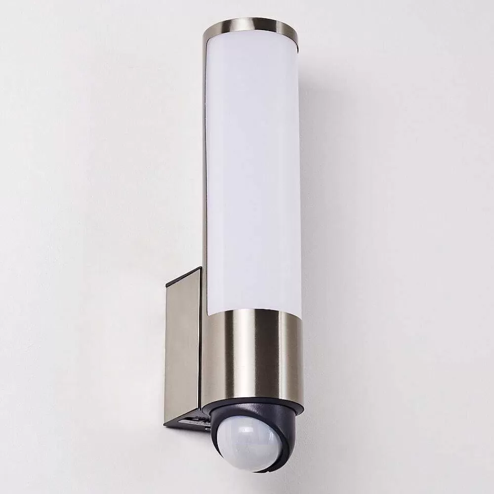 hofstein Applique Murale D'Exterieur Vason Led Acier Inoxydable, 1 Lumiere, Detecteur De Mouvement