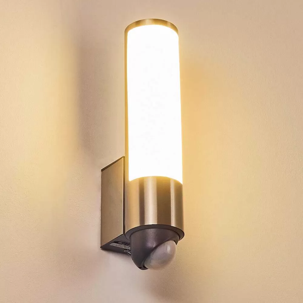 hofstein Applique Murale D'Exterieur Vason Led Acier Inoxydable, 1 Lumiere, Detecteur De Mouvement