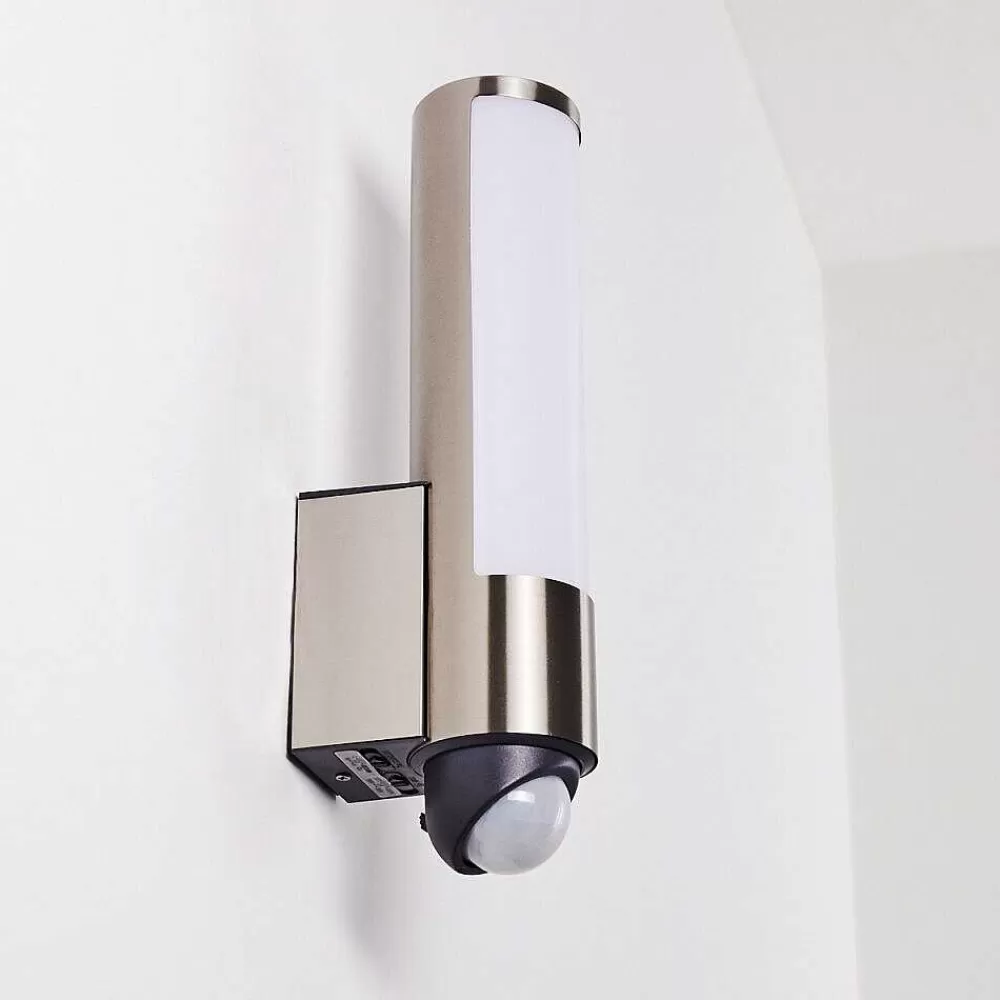 hofstein Applique Murale D'Exterieur Vason Led Acier Inoxydable, 1 Lumiere, Detecteur De Mouvement