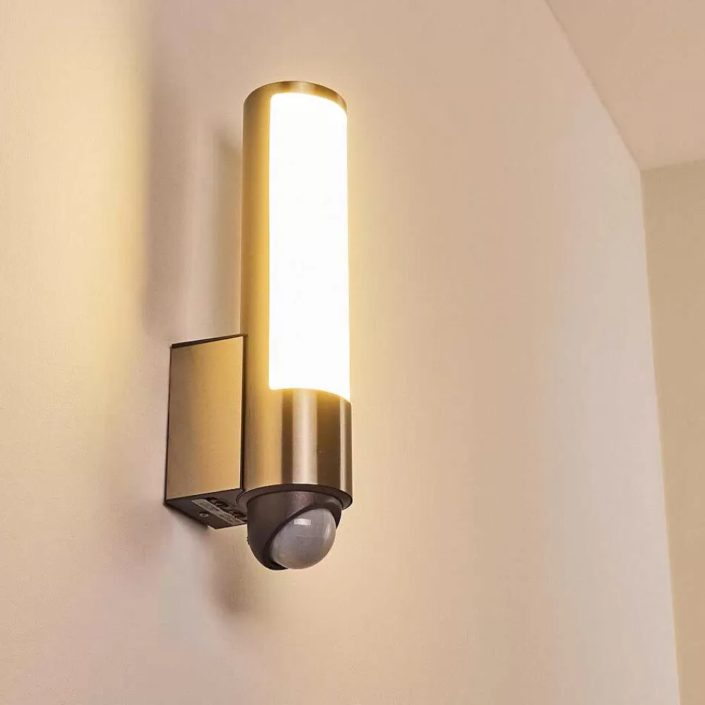 hofstein Applique Murale D'Exterieur Vason Led Acier Inoxydable, 1 Lumiere, Detecteur De Mouvement