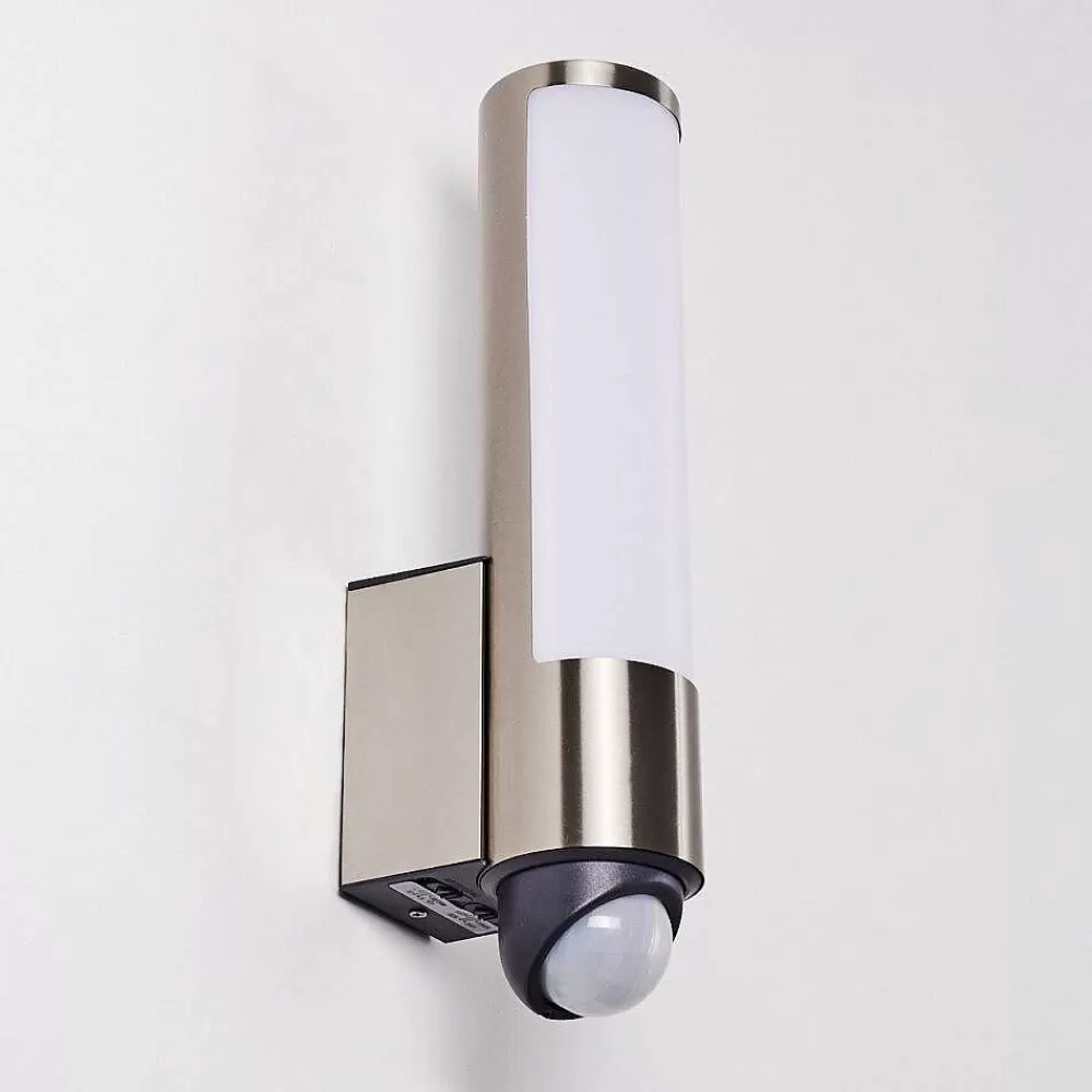 hofstein Applique Murale D'Exterieur Vason Led Acier Inoxydable, 1 Lumiere, Detecteur De Mouvement