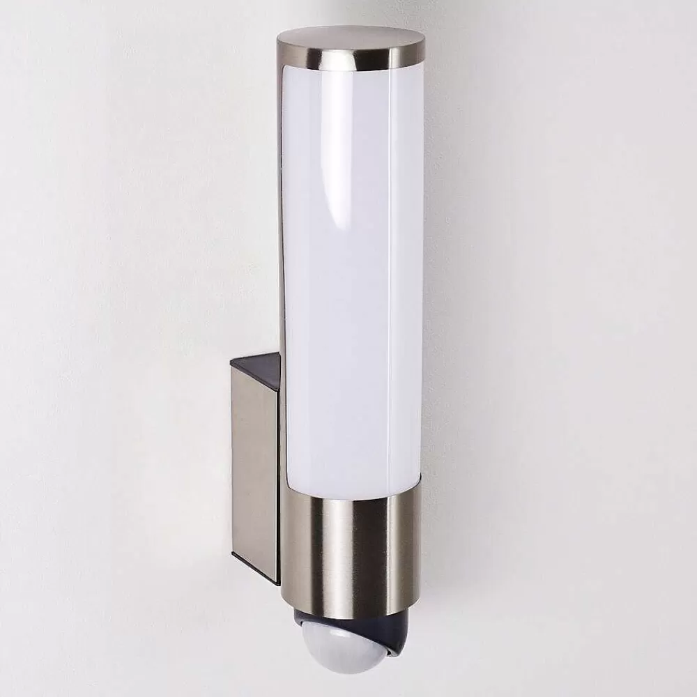 hofstein Applique Murale D'Exterieur Vason Led Acier Inoxydable, 1 Lumiere, Detecteur De Mouvement