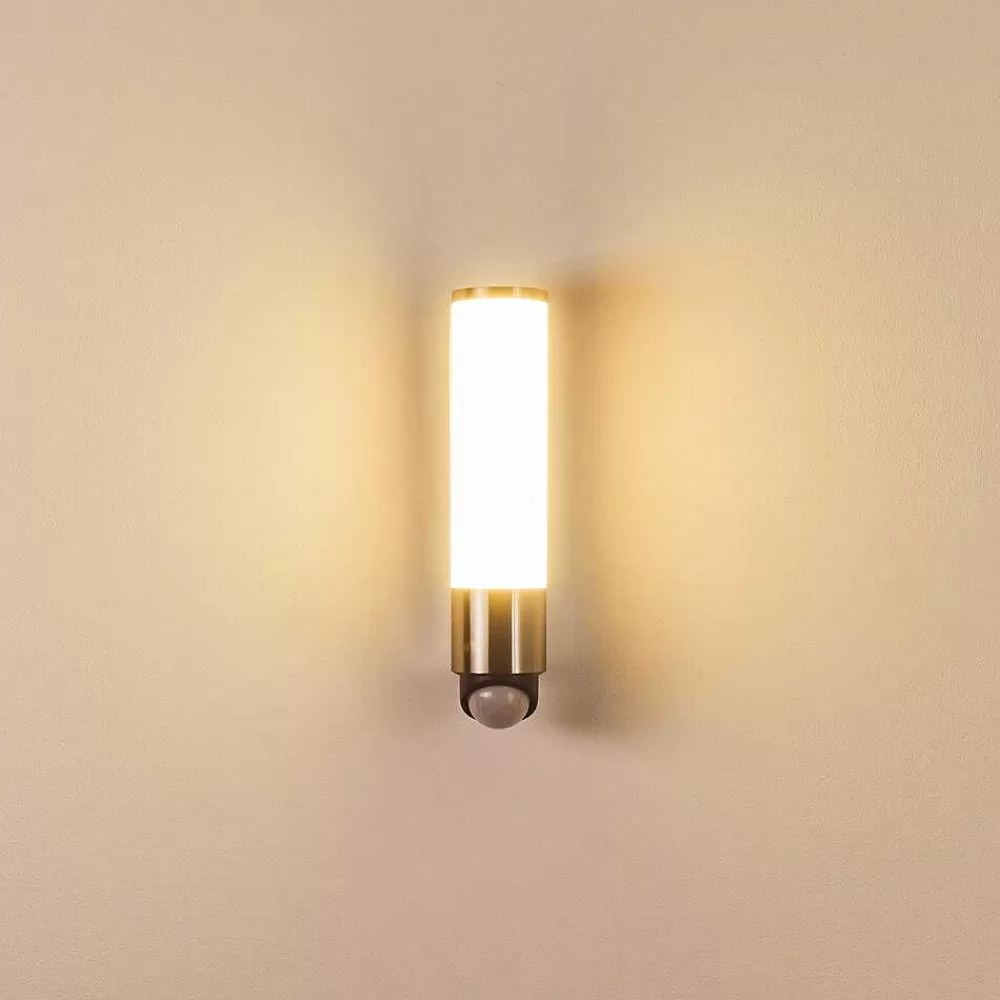 hofstein Applique Murale D'Exterieur Vason Led Acier Inoxydable, 1 Lumiere, Detecteur De Mouvement