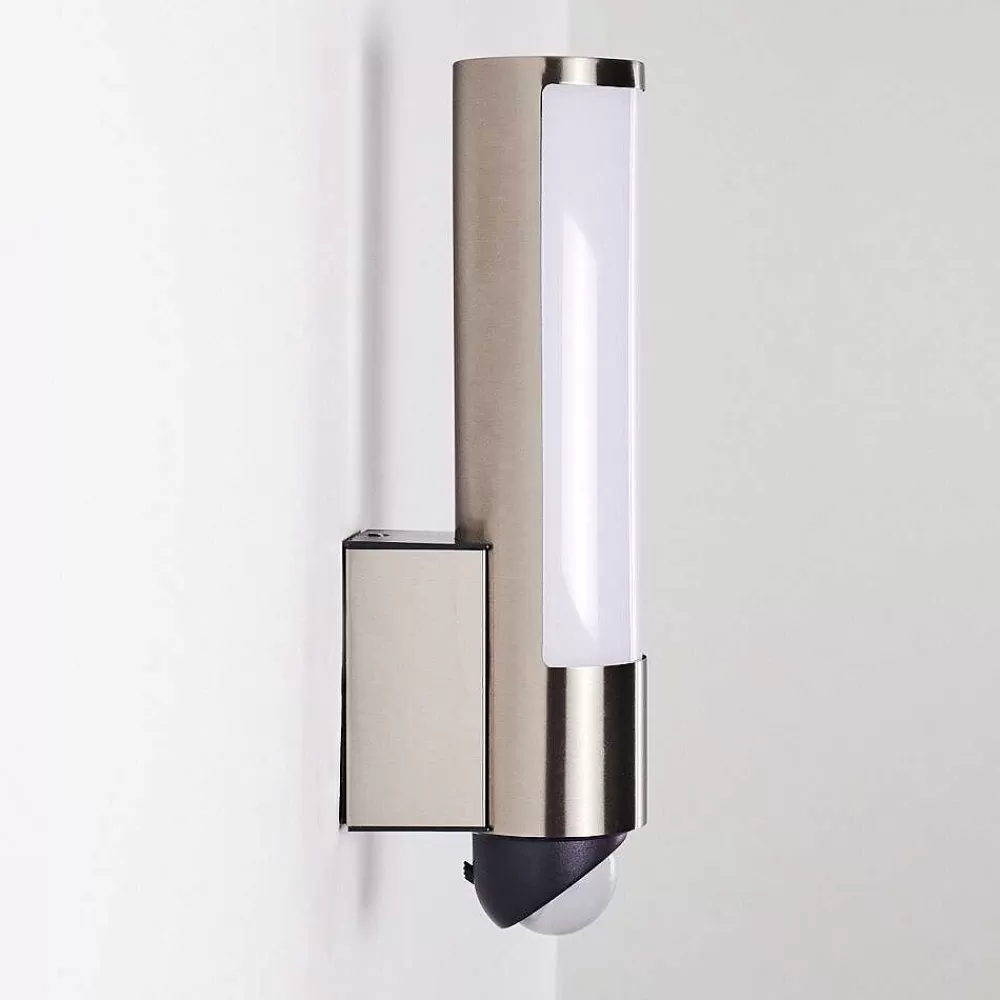 hofstein Applique Murale D'Exterieur Vason Led Acier Inoxydable, 1 Lumiere, Detecteur De Mouvement
