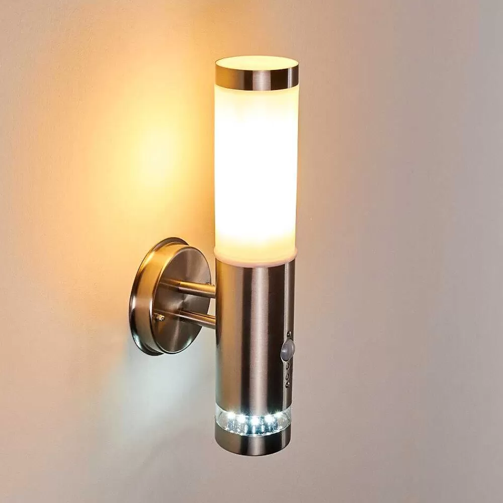 hofstein Applique Murale D'Exterieur Walise Acier Inoxydable, 1 Lumiere, Detecteur De Mouvement