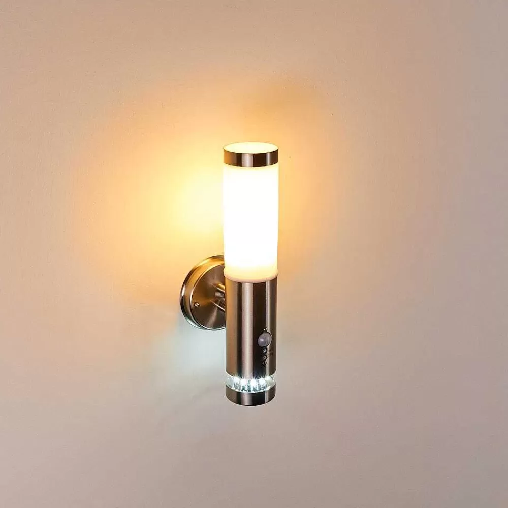 hofstein Applique Murale D'Exterieur Walise Acier Inoxydable, 1 Lumiere, Detecteur De Mouvement