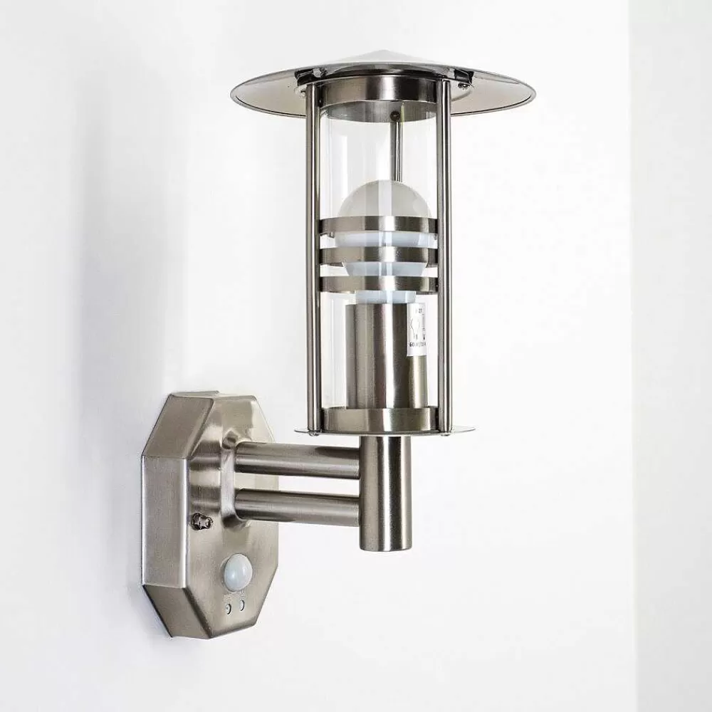 hofstein Applique Murale Forli Acier Inoxydable, 1 Lumiere, Detecteur De Mouvement