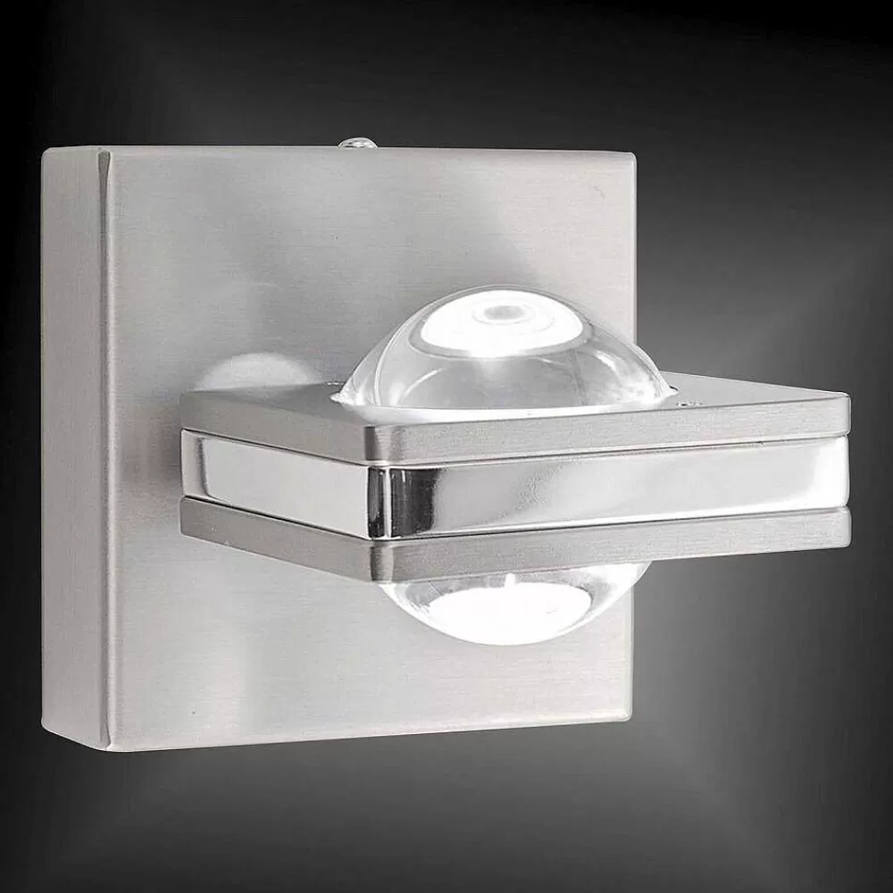 Paul Neuhaus Q-Serie Applique Murale Paul Neuhaus Q-Fisheye Led Acier Inoxydable, 2 Lumieres, Telecommandes, Changeur De Couleurs