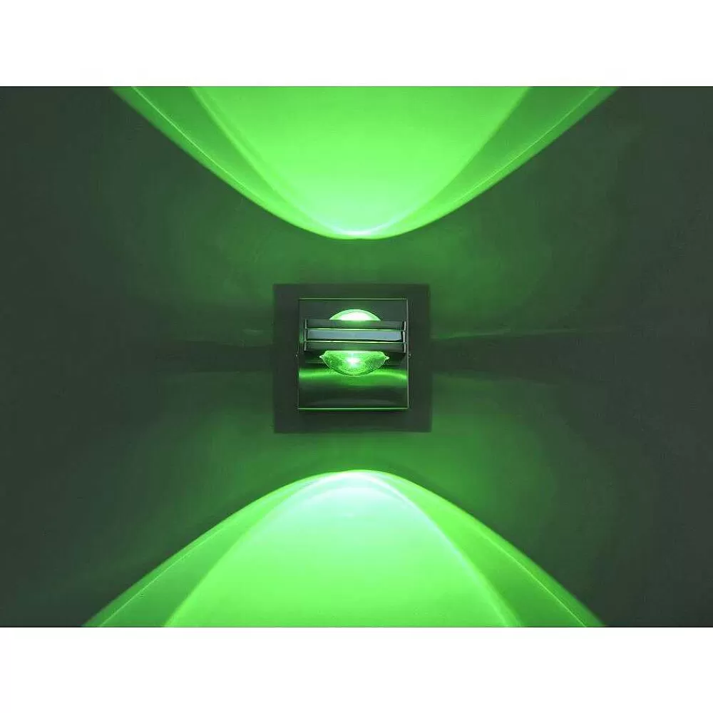 Paul Neuhaus Q-Serie Applique Murale Paul Neuhaus Q-Fisheye Led Acier Inoxydable, 2 Lumieres, Telecommandes, Changeur De Couleurs
