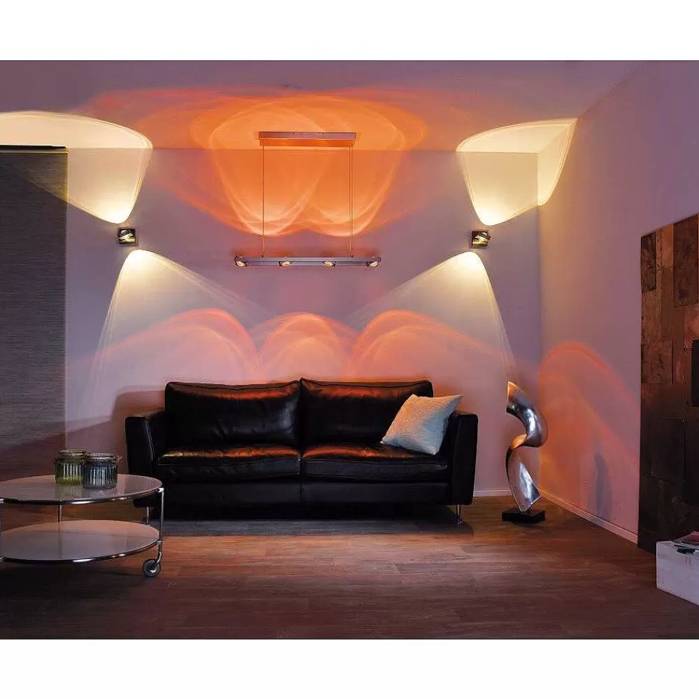 Paul Neuhaus Q-Serie Applique Murale Paul Neuhaus Q-Fisheye Led Acier Inoxydable, 2 Lumieres, Telecommandes, Changeur De Couleurs
