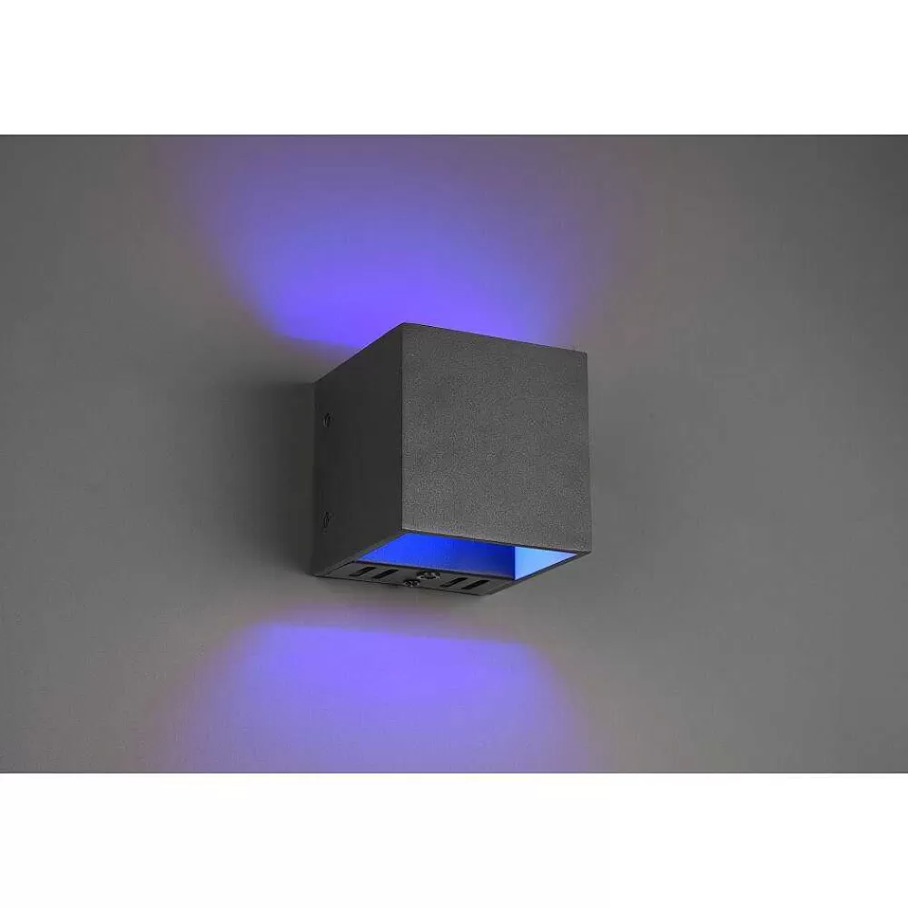 Luminaires Trio Applique Murale Trio Figo Led Noir, 1 Lumiere, Telecommandes, Changeur De Couleurs
