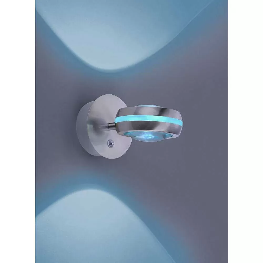 Luminaires Trio Applique Murale Trio Leuchten Vista Led Nickel Mat, 2 Lumieres, Telecommandes, Changeur De Couleurs