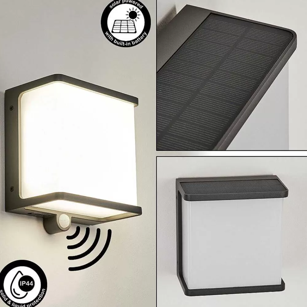 hofstein Applique Solaire Burseryd Led Noir, 1 Lumiere, Detecteur De Mouvement