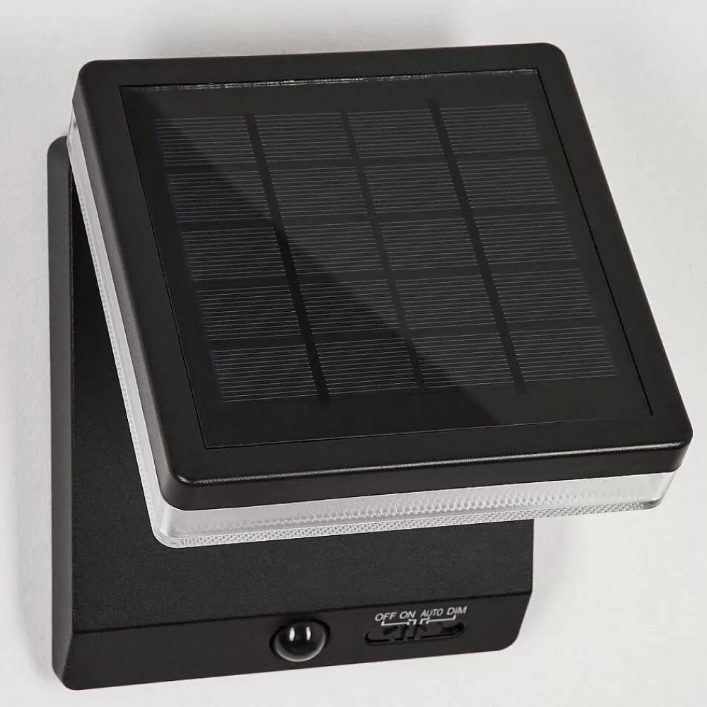 hofstein Applique Solaire Lonquimai Led Noir, 1 Lumiere, Detecteur De Mouvement