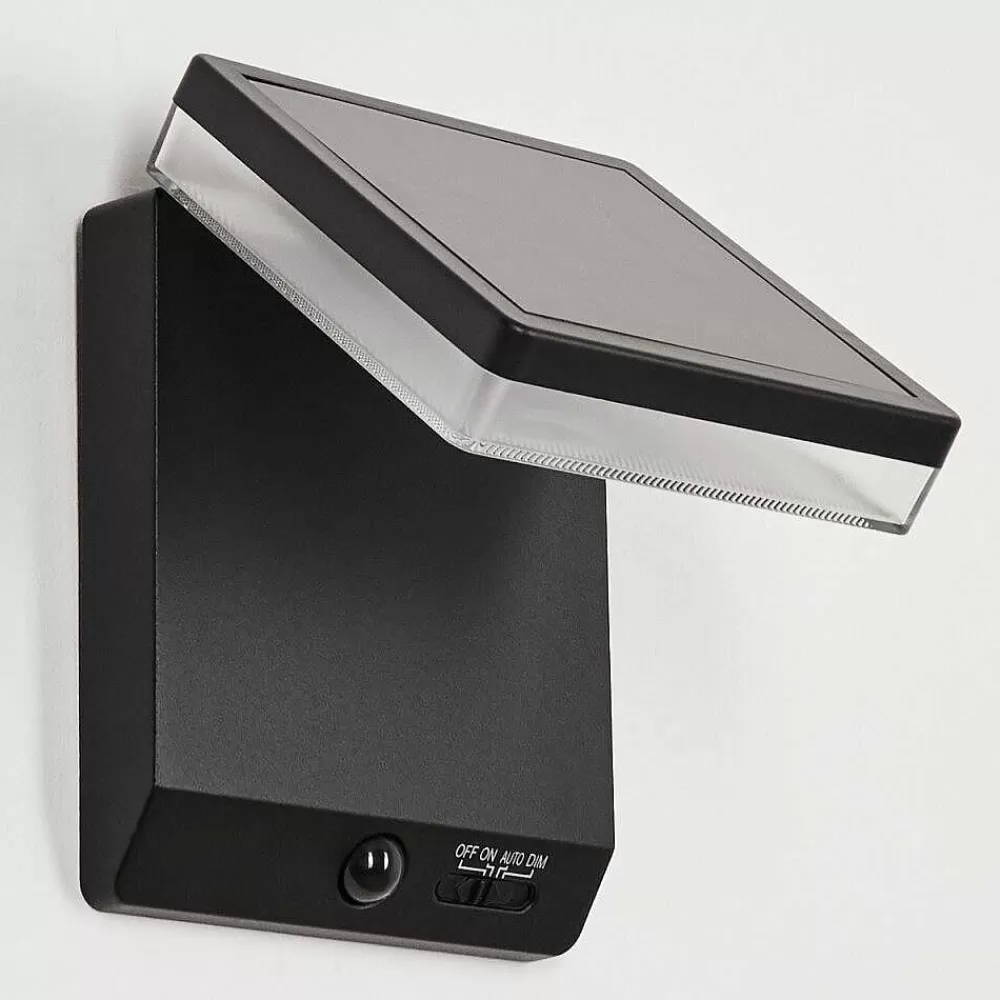 hofstein Applique Solaire Lonquimai Led Noir, 1 Lumiere, Detecteur De Mouvement