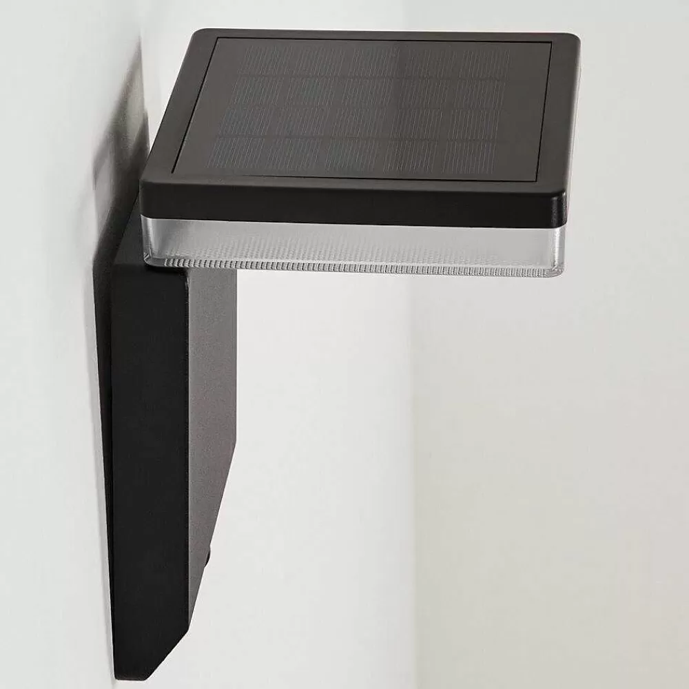 hofstein Applique Solaire Lonquimai Led Noir, 1 Lumiere, Detecteur De Mouvement