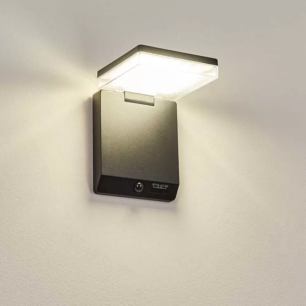 hofstein Applique Solaire Lonquimai Led Noir, 1 Lumiere, Detecteur De Mouvement