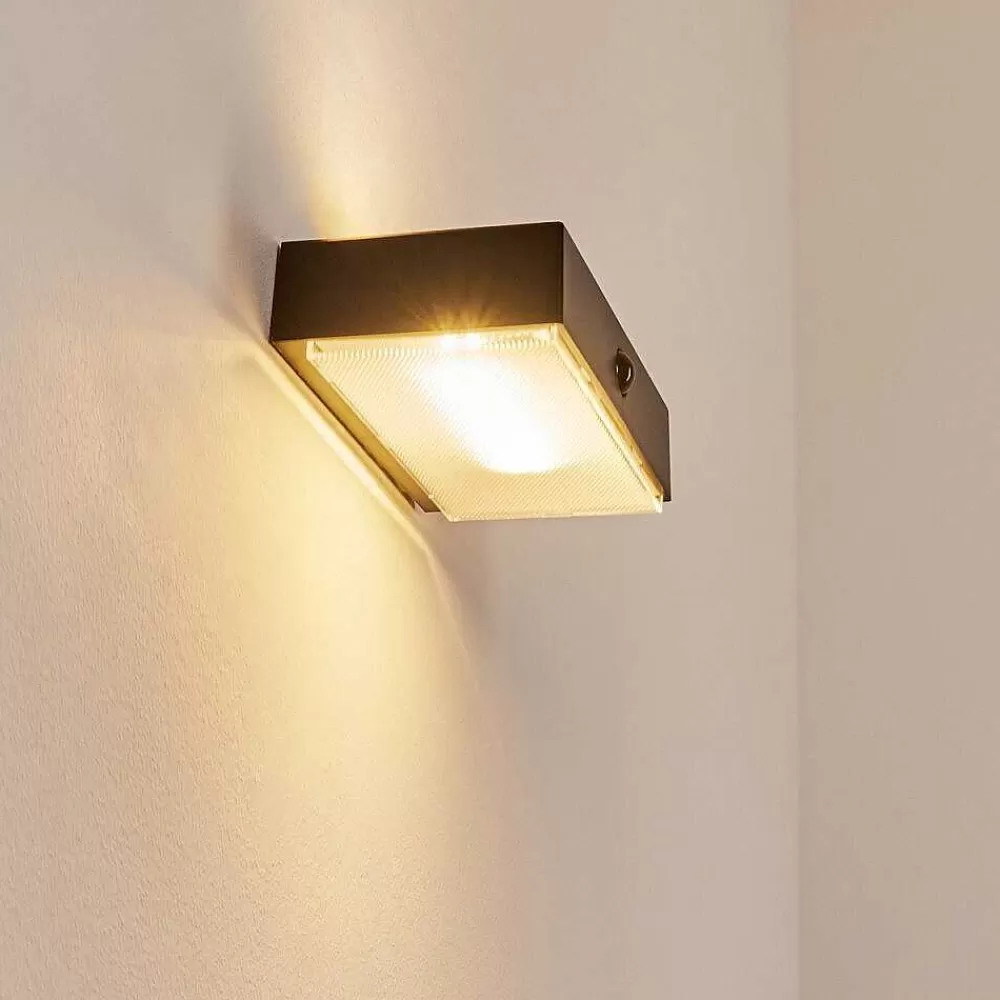 hofstein Applique Solaire Seilhac Led Noir, 1 Lumiere, Detecteur De Mouvement