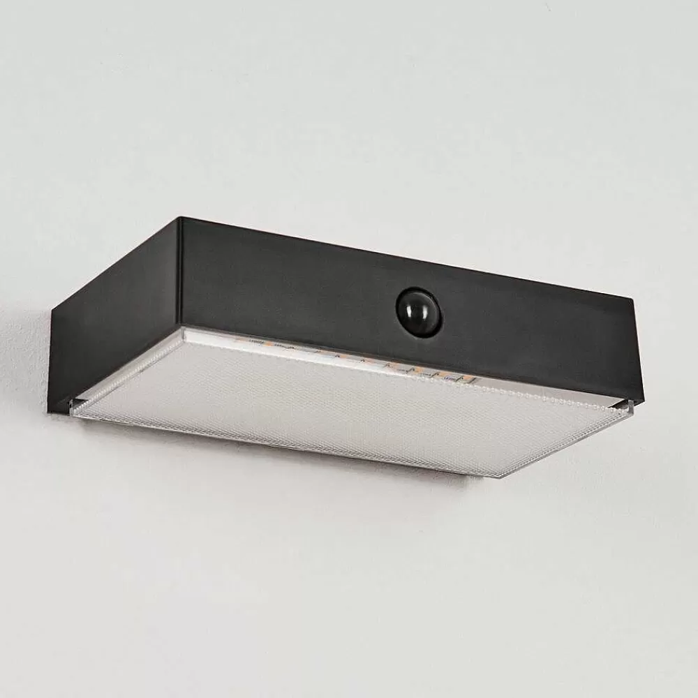 hofstein Applique Solaire Seilhac Led Noir, 1 Lumiere, Detecteur De Mouvement