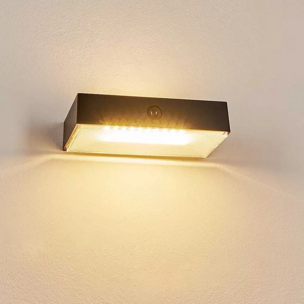 hofstein Applique Solaire Seilhac Led Noir, 1 Lumiere, Detecteur De Mouvement