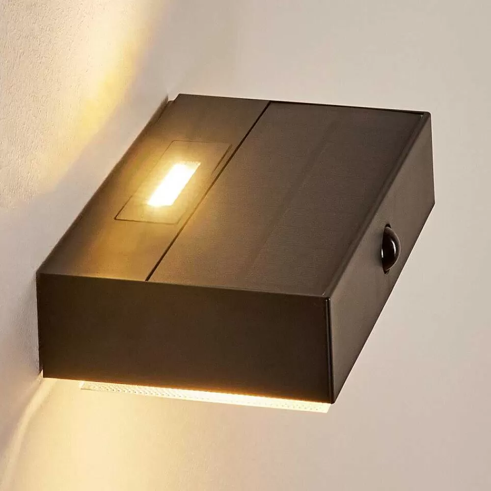 hofstein Applique Solaire Seilhac Led Noir, 1 Lumiere, Detecteur De Mouvement